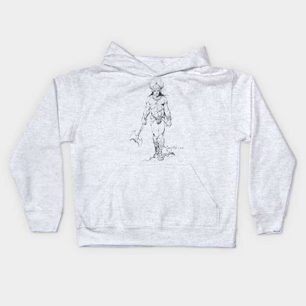 Frazetta Barbarian Kids Hoodie by dumb stuff, fun stuff